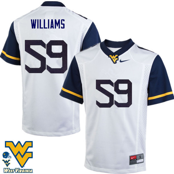 NCAA Men's Luke Williams West Virginia Mountaineers White #59 Nike Stitched Football College Authentic Jersey ZM23U41JF